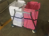 AG-SS019 2 linen bags medical patient room cleaning movable used waste trolley